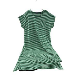 Lands' End Women's Green & White Striped Dress Size L 14-16